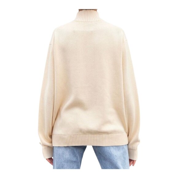Brandy Melville Aleah Quarter Zip Pullover Sweater in Cream Neutral Women's O/S - Picture 3 of 10